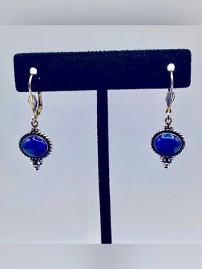 Quoc Turquoise Inc QT Sterling Silver Lapis Lazuli Dangle Drop Earrings